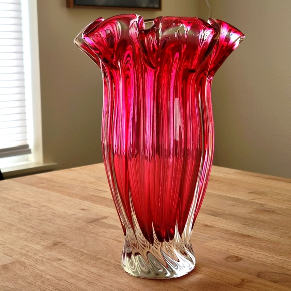 Egermann cranberry pink vase
